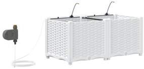 Jardineiras vidaXL com sistema de irrigação por água 2 pcs Branco