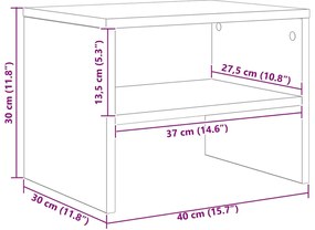 Mesa-de-cabeceira 40x30x30 cm contraplacado cinzento cimento
