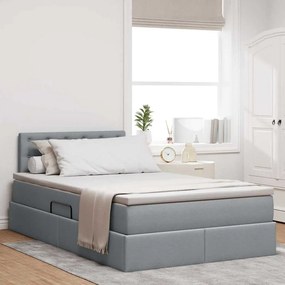 vidaXL Cama com arrumação e colchão Cinzento-claro 120 x 190 cm