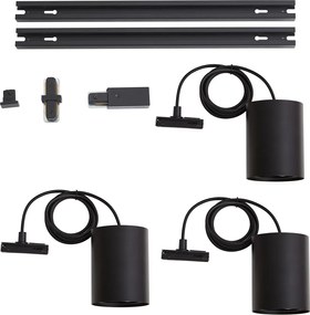 Sistema de iluminação de trilho moderno com 3 luzes pendentes preto 1 fase - Iconic Holt