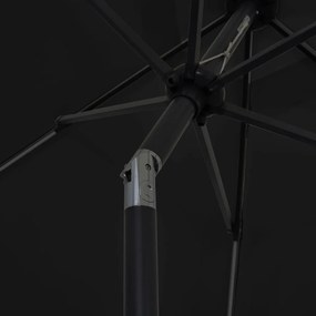 Guarda-sol de jardim c/ luzes LED/poste alumínio 300 cm preto