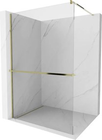 Mexen Kioto+ parede de duche com prateleira Walk-in 100 x 200 cm, transparente, dourada - 800-100-121-50-00