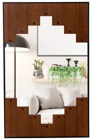 Espelho de parede retangular com moldura em chave de piano Gancho bidirecional para sala de estar Quarto 95 x 60 cm Preto