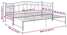 Estrutura sofá-cama de puxar 90x200 cm metal cinzento