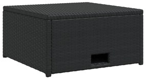 4 pcs conjunto lounge de jardim c/ almofadões vime PE preto