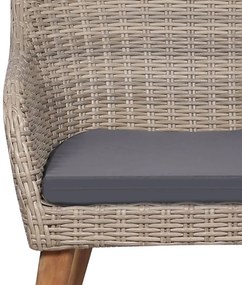 5 pcs conjunto de jantar p/ jardim c/ almofadões castanho