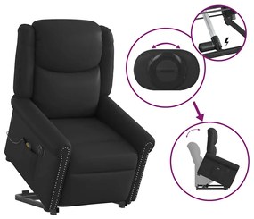 Poltrona reclinável massagens elevatória elétrica couro artif.