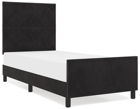 Estrutura de Cama Preta 90x190 cm Veludo