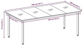 7 pcs conjunto de jantar para jardim com almofadões preto