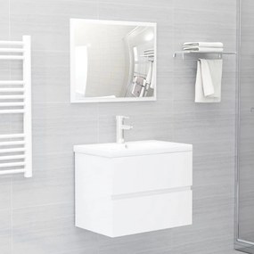 vidaXL 2 pcs conj. móveis casa de banho contraplacado branco brilhante