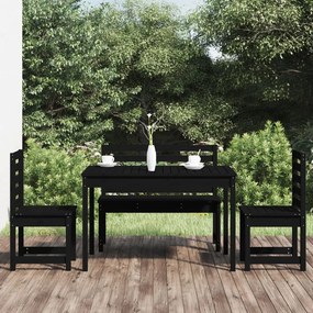 vidaXL 4 pcs conj. jantar p/ jardim madeira de pinho maciça preto