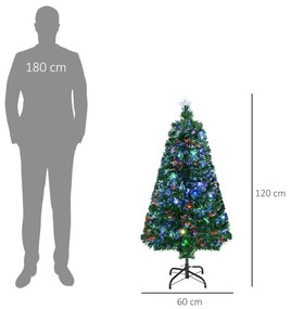 Árvore de Natal com 16 Luzes LED e Fibra Óptica - 120 cm