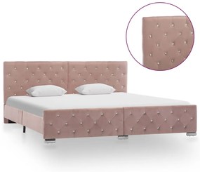 Estrutura de cama 180x200 cm veludo rosa