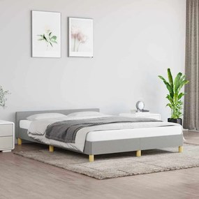 Estrutura de cama sem colchão 140x190 cm tecido cinzento-claro