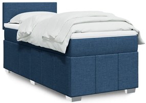 Cama com molas/colchão 90x190 cm tecido azul