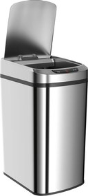 HOMCOM Lixeira de Cozinha Automática 12 L em Aço Inoxidável Lixeira com Sensor com Tampa 28x22x41 cm Prata | Aosom Portugal