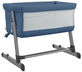 Cama de bebé com colchão tecido de linho azul marinho