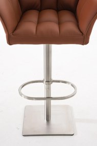 Banco de bar Damaso em couro sintético e estrutura prateada 64 x 88-113 x 45 cm Castanho claro