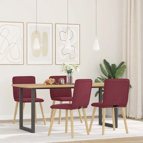 vidaXL Cadeiras de jantar 4 pcs tecido vermelho tinto