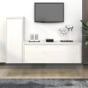 Móveis de TV 2 pcs madeira de pinho maciça branco