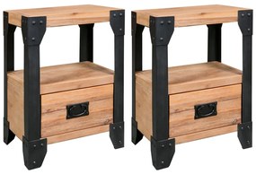 vidaXL Mesas de cabeceira 2 pcs 40x30x54 cm madeira acácia maciça/aço