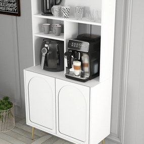 Armário de Cozinha/Sala "Caffè" - Branco e Dourado - 81.3x201x35cm - D