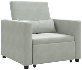 Sofá-cama conversível 3 em 1 Veludo Cinza Claro