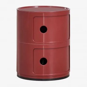 Mesa Auxiliar Redonda Com Prateleiras Babel Vinho Tinto & 2 Gavetas - Sklum