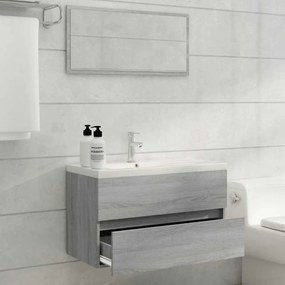 2 pcs conjunto móveis WC derivados de madeira sonoma cinza