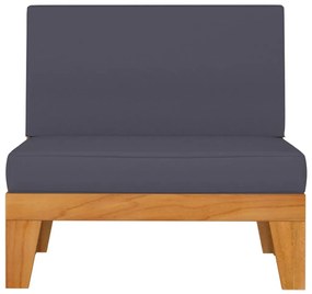 3 pcs conjunto lounge de jardim c/ almofadões acácia maciça