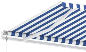 Toldo automático independente 500x300 cm azul e branco