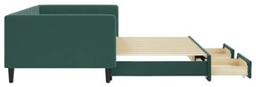 Sofá-cama c/ gavetão e gavetas 100x200 cm veludo verde-escuro