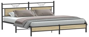Estrutura de cama sem colchão 200x200cm metal carvalho sonoma