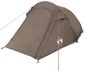 Tenda de campismo túnel para 2 pessoas impermeável castanho