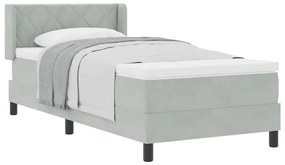 Cama Box Spring com Colchão VidaXL Cinza Claro 90x200 cm Veludo