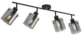 Foco de teto de design preto com vidro fumê 4 luzes - Domo Moderno