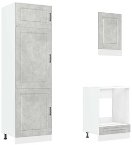 7 peças armário de cozinha conjunto Kalmar cinzento cimento