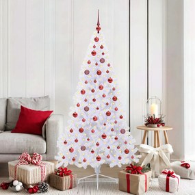 vidaXL Árvore de Natal Artificial com 300 LEDs Branco 180 cm PVC e Aço