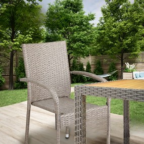 Conjunto de 4 Cadeiras jardim empilhável Comfort em Polyrattan Creme