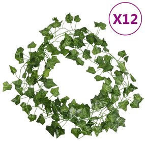 vidaXL Grinaldas de hera de Natal 12 pcs 200 cm verde
