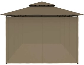Gazebo c/ cortinas 600x298x270 cm 180 g/m² cinzento-acastanhado
