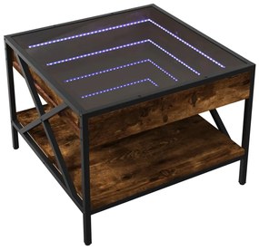 Mesa de centro luzes LED Infinity 50x50x38 cm carvalho fumado