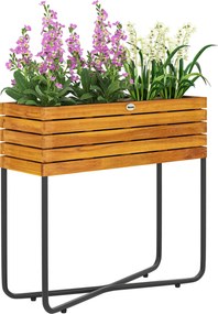FLoreira com base retangular 62 x 22,5 x 61 cm, orifícios de drenagem, madeira de acácia, efeito de madeira natural