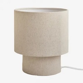 Candeeiro De Mesa Gioura Em Linho E Ferro Crema Linho & ↑20 Cm - Sklum