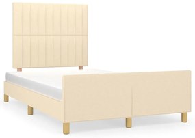vidaXL Estrutura de cama sem colchão 120x190 cm tecido creme