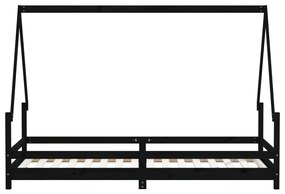 Estrutura de cama infantil 80x200 cm pinho maciço preto