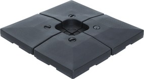Conjunto de 4 bases de floreira para guarda-sóis com peso de lastro, para guarda-sóis com haste lateral; dimensões por base: 51 x 51 x 12 cm; polietil