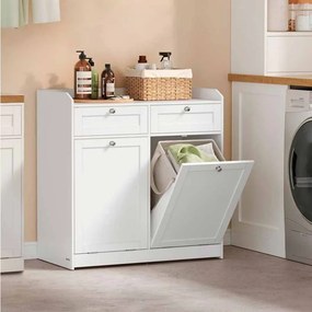 Armário de casa de banho com cestos para roupa suja e gavetas 40 x 78,9 x 80,2 cm branco