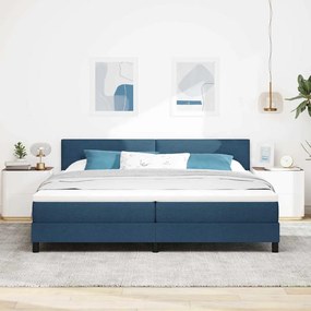Cama Box com Colchão e LED Azul 200x200 cm Tecido