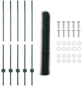 Postes para Cerca vidaXL 5 pcs U-Channel Verde 120 cm Aço